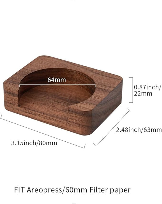 watchget Espresso Paper Filter Holder Update Coffee Filter Storage Container Coffee Filter Dispenser Compatible with Areopress (51-63mm) Round Disposable Puck Screen Paper Filters, Wood