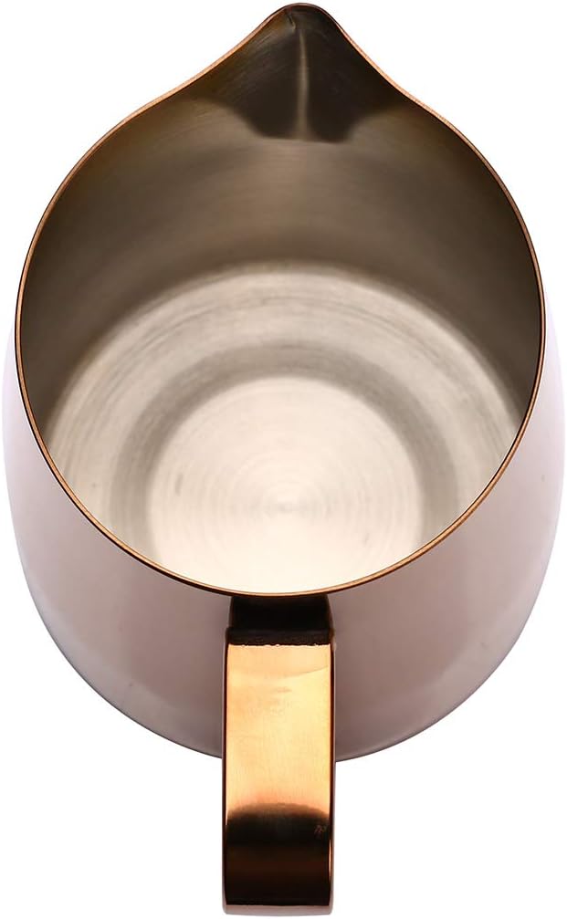 Espresso Steaming Pitcher, Espresso Milk Frothing Pitcher Stainless Steel, Coffee Latte Art Cup 14.2 OZ (420ml) Gold
