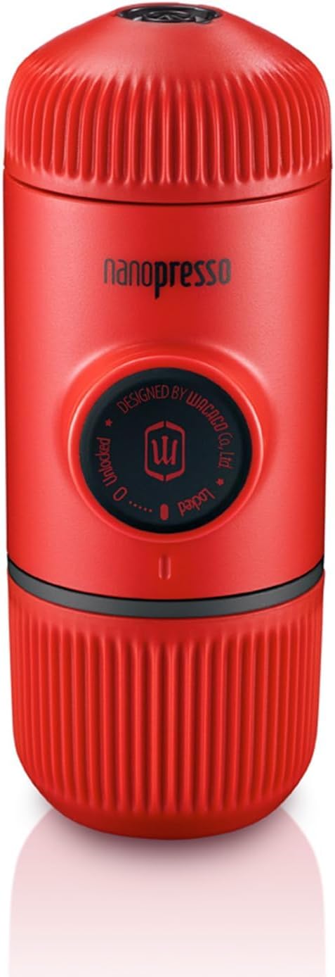 WACACO Nanopresso Portable Espresso Maker, Upgrade Version of Minipresso, 18 Bar Pressure, Red Patrol Edition