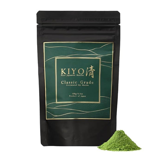 Kiyo Matcha Classic Grade Hatsumukashi Ceremonial Uji Matcha - Pure Japanese First Harvest Ceremonial Grade Matcha Green Tea Powder from Uji, Japan (100g/3.52oz)