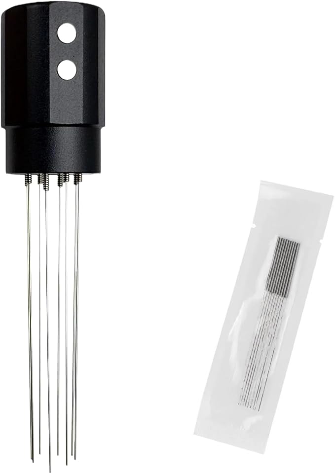 Magnetic WDT Tool Espresso Distribution Tool 8x0.4mm Stainless Steel Needles, Espresso Stirrer for Barista, Machine Accessories（Black)