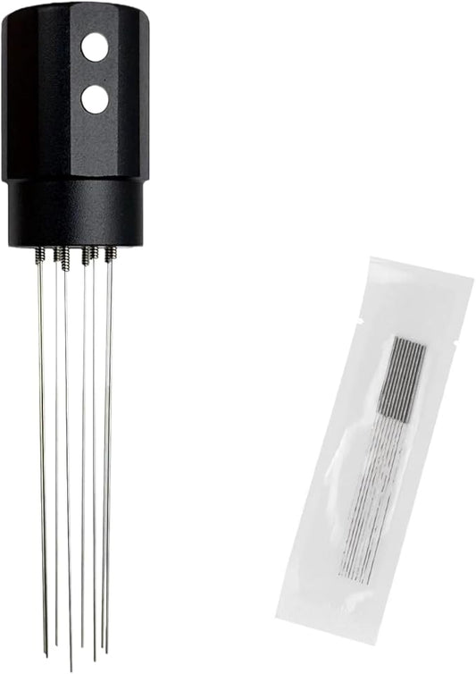 Magnetic WDT Tool Espresso Distribution Tool 8x0.4mm Stainless Steel Needles, Espresso Stirrer for Barista, Machine Accessories（Black)