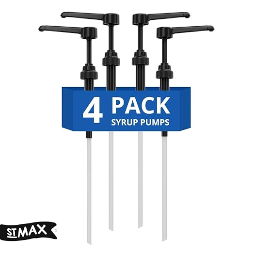 Coffee Syrup Pump Compatible with Torani 24 oz - 25 onces/Monin 1Liter Bottle/Davinci 750ml Bottles - Multipurpose Soap Oil Dispenser Pumps Set of 4 (4 Pack)