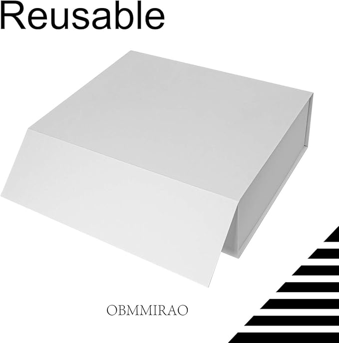Upgrade 4PCS White Hard Extra Large Gift Box with Lid,16.5 x13 x5.3 Inches, Magnetic Gift Boxes for Clothes Robe Wedding Dress Sweater and Gifts,Reusable Foldable Bridesmaid Proposal Box