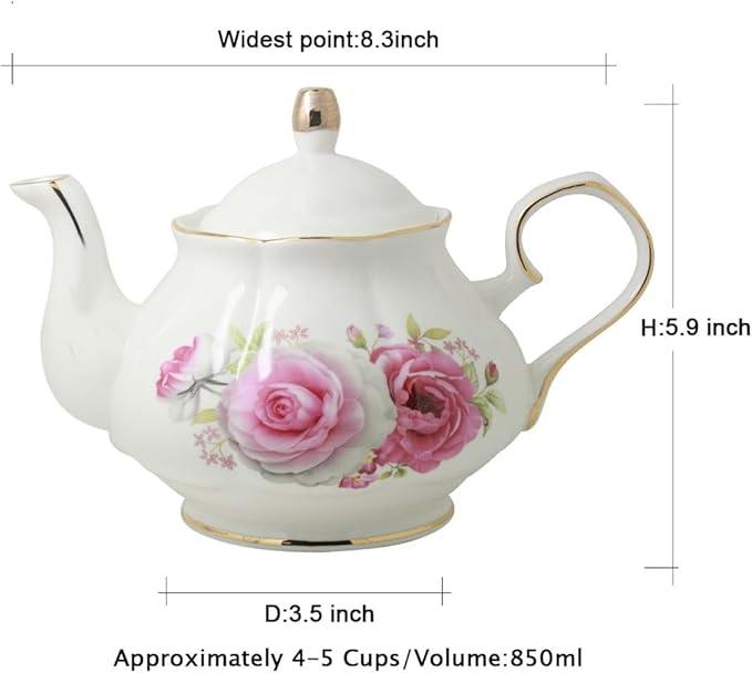 Jomop Teapot Handmade Ceramic Flowers (Rose)