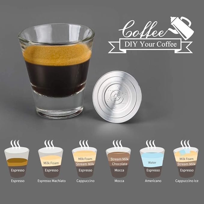 2 Pcs Reusable Stainless Steel Coffee Capsules Compatible with L'OR Barista LM8012 / 60, Refillable Coffee Pods Metal L'or Espresso Pods with Tamper(Big & Small)