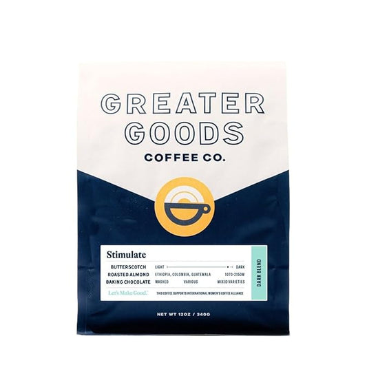 Stimulate - Dark Blend - Roasted by Greater Goods Coffee Co. - Freshly Ground Coffee - 2 Pound Bag