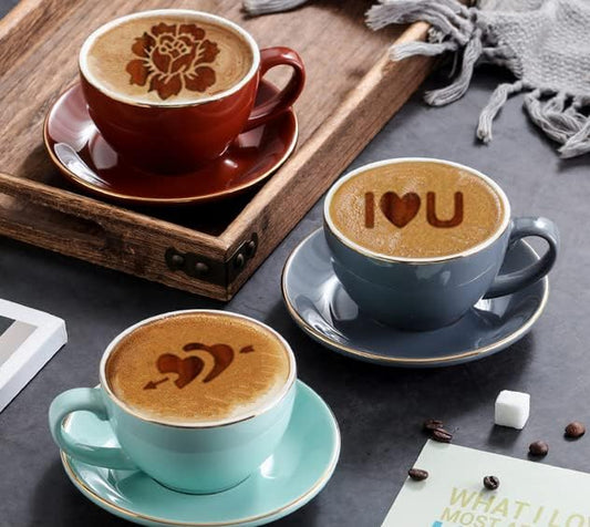 36 Coffee Stencils+2 Mesh Powder Shakers, Cake Baking Templates Coffee Art Template Coffee Decoration Stencils Coffee Mold Tool for Christmas Thanksgiving Cake Coffee Cappuccino
