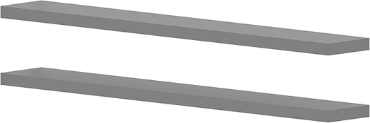 72 inch Long Floating Shelves for Wall,Solid Wood Long Shelves Set of 2,Grey Rustic Wall Mounted Shelves Large Bookshelf (Grey, 72 Inch)