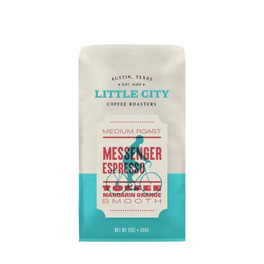 Messenger Espresso - Roasted by Little City Coffee Roasters - Freshly Ground Coffee - 12 Ounce Bag