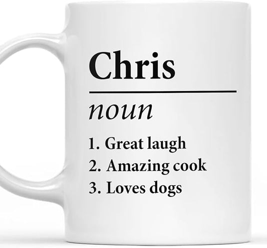 Joymade Personalized Ceramic Coffee Mug, Funny Custom Mug for Bestie, Friends, Couple, Coworker, Snowman Lovers (Funny Name Definition)