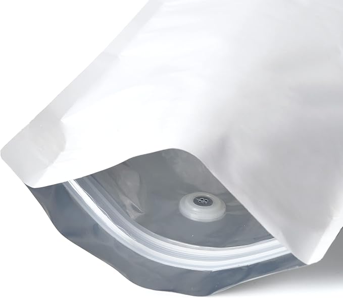 12oz Coffee Bags 100 Pieces - High Barrier White Kraft Paper Stand up Ziplock Pouches Bags with Valve & Zipper (100 Pcs, 12 Ounce/340 Gram/0.75 lb)
