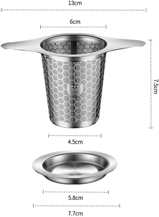 SUS 316 Grade Stainless Steel Tea Infuser - 2 Pack, Fine Mesh, Hexagonal Mesh Pattern With Wide Rim Loose Leaf Tea Steeper