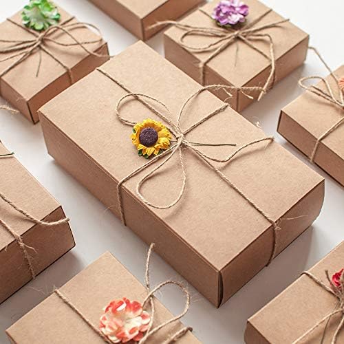 BENECREAT 20 Pack Kraft Paper Drawer Box Festival Gift Wrapping Boxes Soap Jewelry Candy Weeding Party Favors Gift Packaging Boxes - Brown (3.26x3.26x1.3)