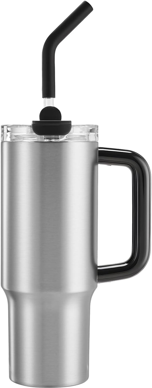 KYZ 34 oz Tumbler with Lid & Straw, Insulated Stainless Steel Cup, Leak-Resistant & Car Cup Holder Fit, Vacuum Insulation for Hot & Cold Drinks