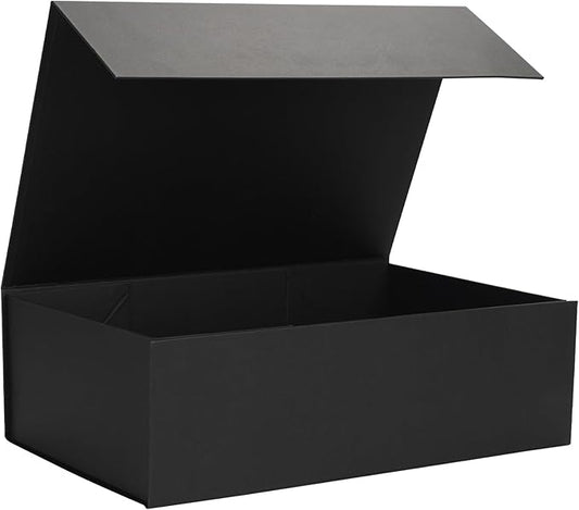 Ditwis 13.8x9x4.3 Inches Gift Box with Magnetic Closure Lid, Black Magnetic Box for Wedding, Groomsmen Bridesmaid Proposal, Birthdays, Mother's Day, 1 Pack