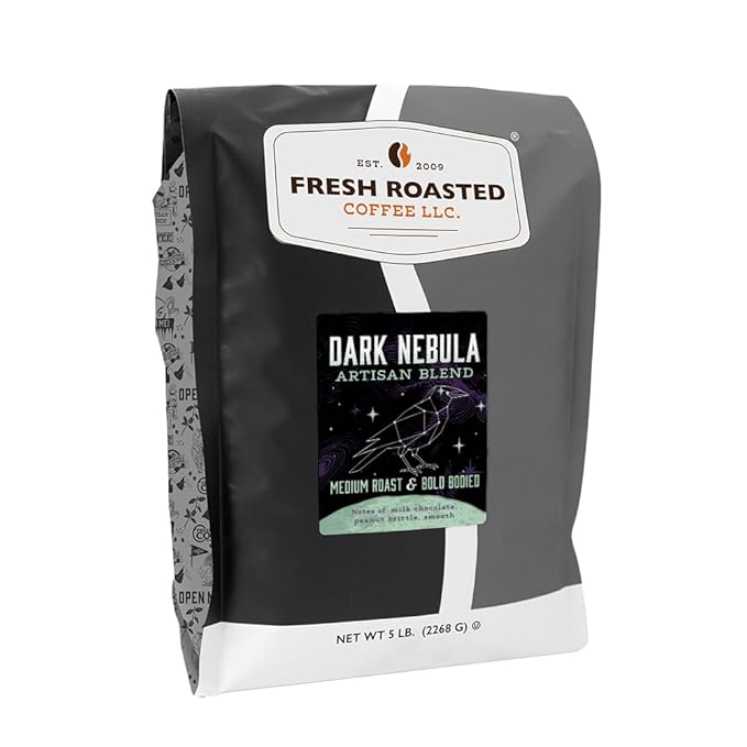 Fresh Roasted Coffee, Dark Nebula, 5 lb (80 oz), Medium Roast, Kosher, Whole Bean