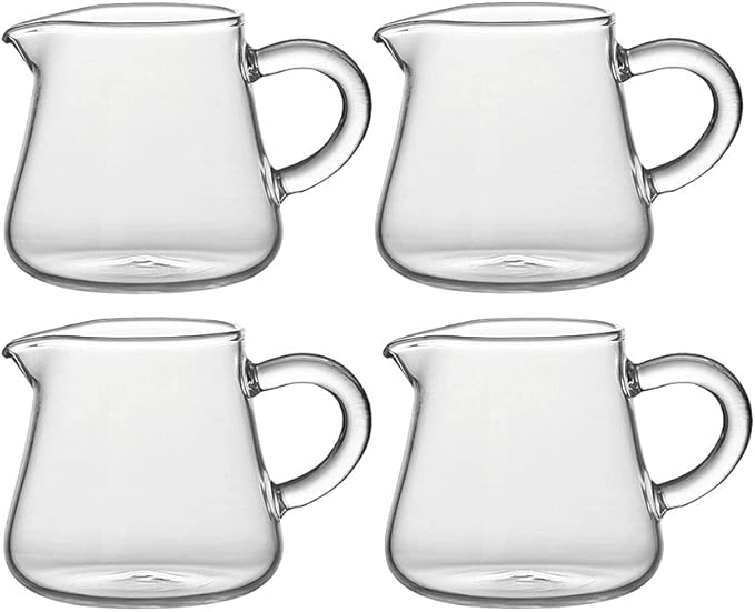 4pcs Mini Glass Creamer Pitcher Sauce Serving Pitcher Creamer Jug with Handle,2oz