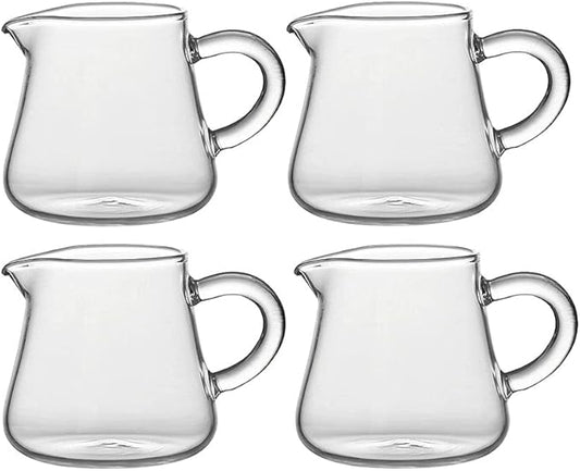 4pcs Mini Glass Creamer Pitcher Sauce Serving Pitcher Creamer Jug with Handle,2oz