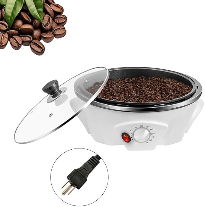 500g Coffee Roaster Machine, 800W 110V Household Bean Roasting Baking Machine, Electric Coffee Roasters, 0-240℃ Temperature Adjustment, Non Stick Pot for Peanut, Melon Seed, Raw Coffee Bean, Popcorn