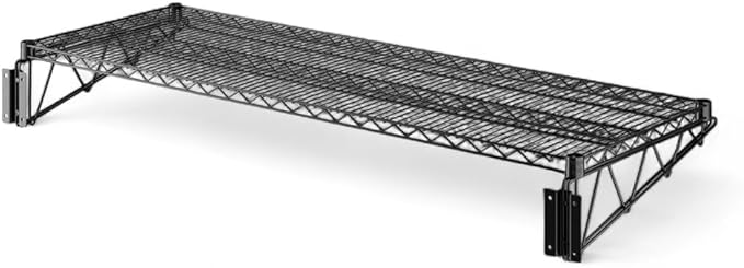24" x 60" Black Wall-Mounted Wire Shelf with Epoxy Coating, Heavy-Duty Steel Storage Rack, NSF Certified, Easy Installation, Open Wire Design for Kitchen, Garage, or Utility Storage