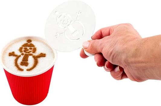 Restaurantware Coffee Art Stencil Pack of 1 Stainless Steel Snowman Decorating Stencil for Latte Art, Reusable Tool With Built-In Handle, Dishwasher-Friendly Coffee Shop Accessory