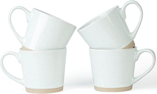 famiware Coffee Mugs for 4, 12 oz Mug Set, Dringking Cup with Handle for Coffee, Tea, Cocoa, Milk, Saturn serise, White