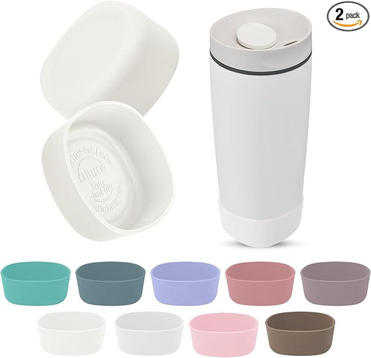 2Pcs Silicone Boot for Owala SmoothSip Slider Coffee Tumbler 20oz 12oz, Anti-Slip Sleeve for Travel Coffee Mug, Protective Accessories for Owala BPA Free (Shy Marshmallow)