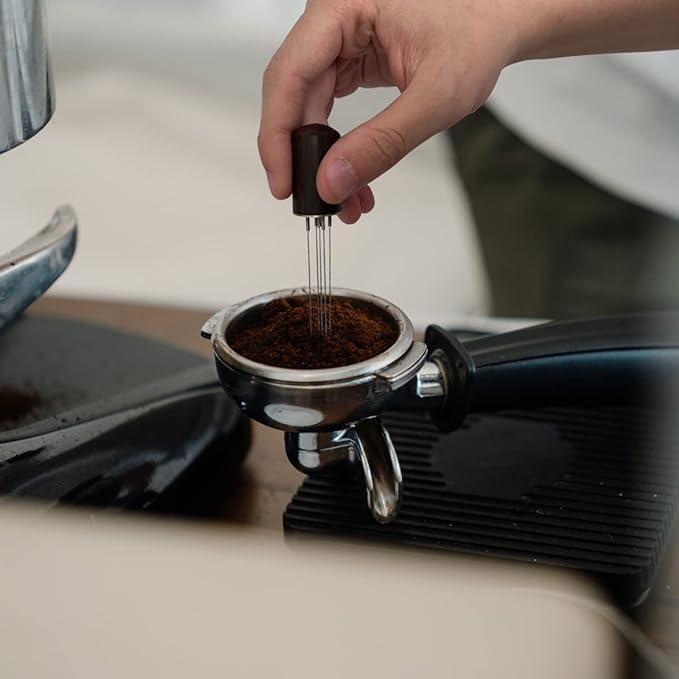 Portable Espresso Coffee Stirrer WDT Tool,Nature Wood Handle Needle Type Distributor,Espresso Coffee Stirrer Espresso Distribution Tool(Walnut)