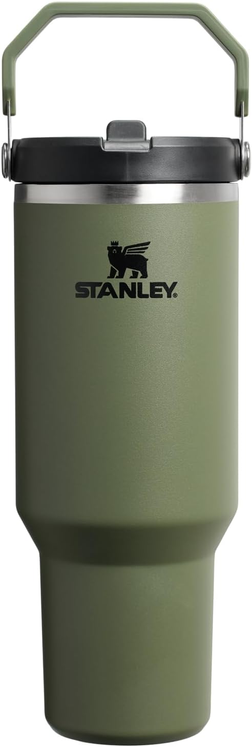 STANLEY IceFlow 2.0 Flip Straw Tumbler with Handle 40 oz | Twist On Lid and Flip Up Straw | Leakproof Water Bottle | Insulated Stainless Steel | BPA-Free | Dried Pine