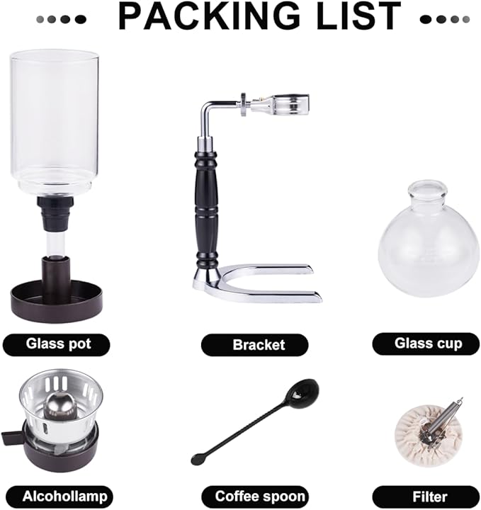 YUCHENGTECH Syphon Coffee Maker Tabletop Glass Siphon Pot Glass Technica Siphon Vacuum Coffee Maker(3 Cups(360ml))
