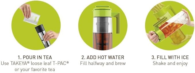 Takeya Flash Chill Iced Tea Maker - Versatile Tea Brewer for Loose/Bagged Tea - Patented Flash Chill Tech Hot/Cold Use BPA-Free Tritan Dishwasher Safe - Airtight Lid Made in USA - 2 Quart/Avocado