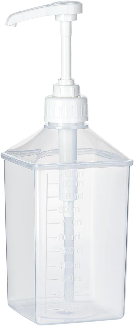 Uceoo Coffee Syrup Dispenser, Plastics Syrup Bottle With Plastic Pump, 37 Oz Large Capacity Square Syrup Pump Dispensers for Coffee Bar, Simple Pump Bottle for Honey, Condiments, Salad Dressings