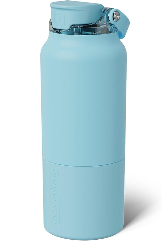 BrüMate Rise 35oz Water Bottle With 100% Leakproof Covered Silicone Straw | Insulated Stainless Steel Water Bottle With Removable Straw | Fast Flow | Soft Sip Silicone Spout | BPA-Free (Glacier)