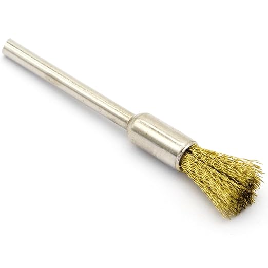 20PCS Brass Wire Brushes - Metal Rust Removal, Cleaning, and Polishing - 6mm Diameter, 1/8″ (3mm) Shaft - Removes Burrs, Dust, and Oxide Layer - Handles Rough Surfaces - Rotary Tool Accessories