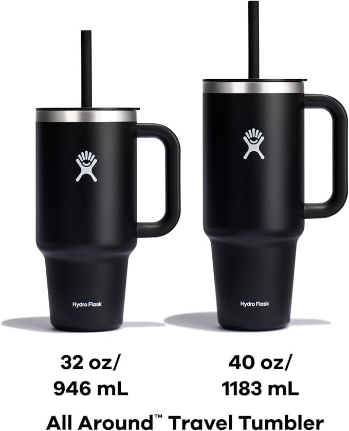 Hydro Flask Travel Tumbler with Handle, Lid and Straw - Insulated Stainless Steel in 32 Oz Agave
