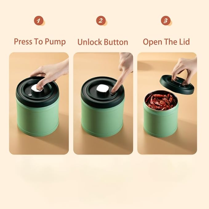 Coffee Canister, Vacuum Sealed Airtight Stainless Steel Kitchen Food Storage Container for Coffee Beans, Nuts,Tea, Cereal, Sugar