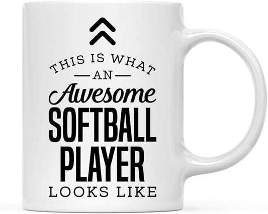 Andaz Press 11oz. Ceramic Coffee Tea Mug, This Is What an Awesome Softball Player Looks Like, 1-Pack, Birthday Ideas for Coworker, Includes Gift Box