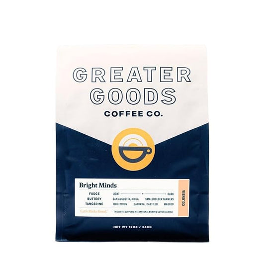 Bright Minds - Colombia - Roasted by Greater Goods Coffee Co. - Whole Bean Coffee - 10 Ounce Bag