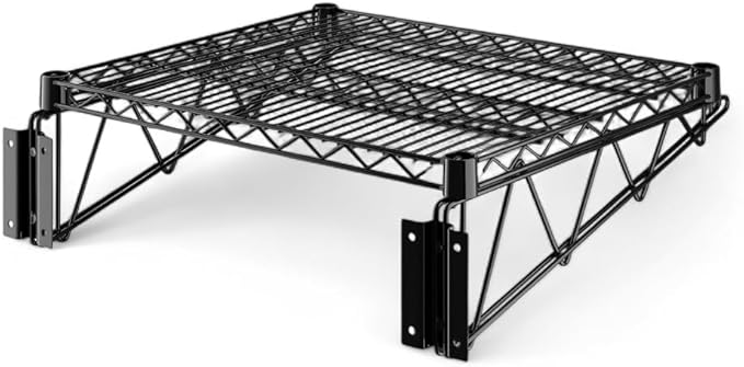 18" x 24" Black Wall-Mounted Wire Shelf with Epoxy Coating, Heavy-Duty Steel Storage Rack, NSF Certified, Easy Installation, Open Wire Design for Kitchen, Garage, or Utility Storage