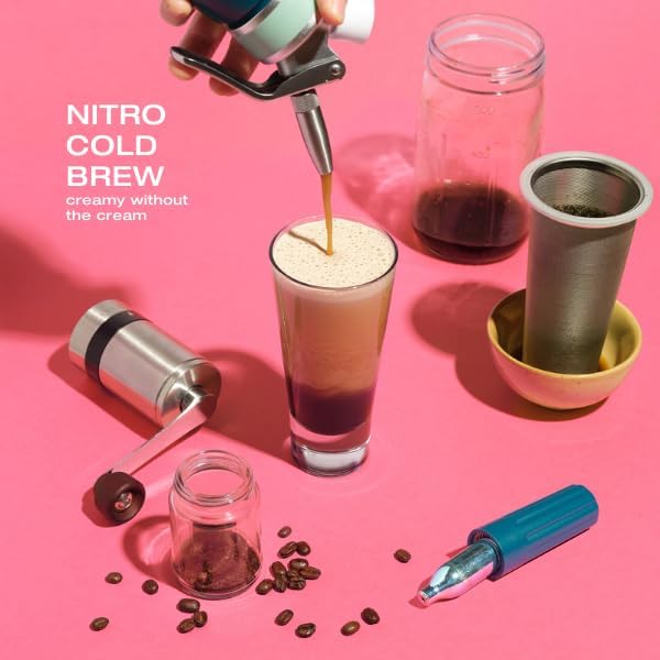 Premium 1L Nitro Coffee Maker, Aluminum Nitro Cold Brew Coffee Maker with Special Nitro Diffuser Nozzle & Cold Brew Pitcher for Making Nitro Cold Brew, 1 Quart/1L