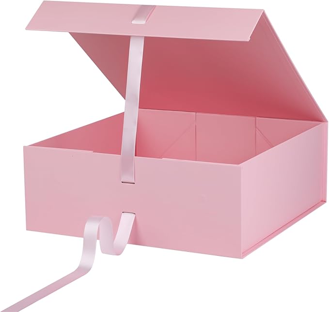 OEMVALATY Pink Gift Box,16x16x6 Inches Gift Boxes with Lids for Presents with Magnetic Closure and Ribbon for Wedding,Storage,Birthday(3-Pack)
