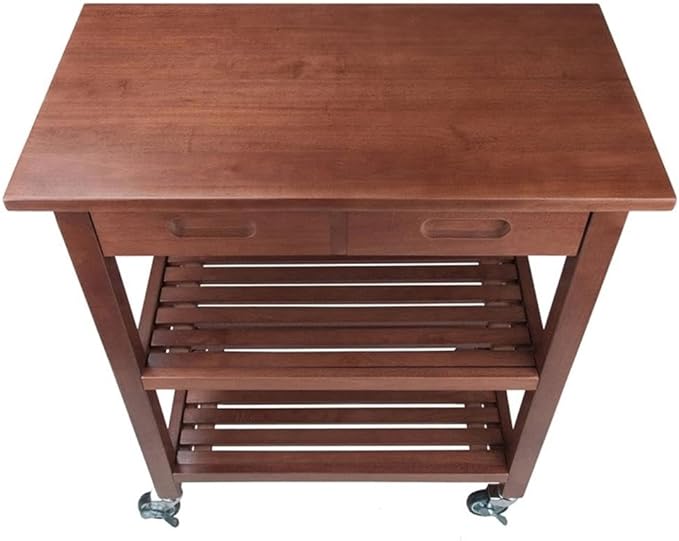 BOWERY HILL Transitional Solid Wood Kitchen Cart in Walnut Finish
