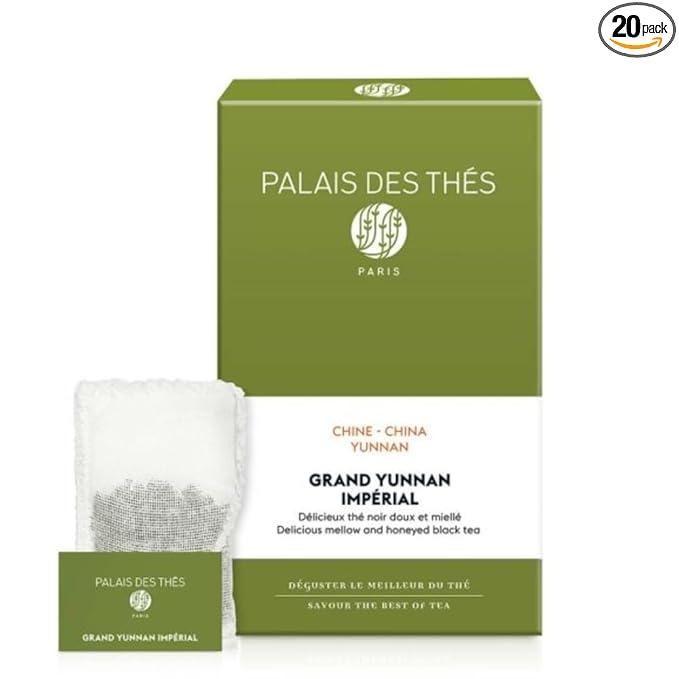 Palais des Thés Green Tea - Organic Grand Yunnan Imperial Blend - Premium Chinese Green Tea Bags, Serves 20 Cups