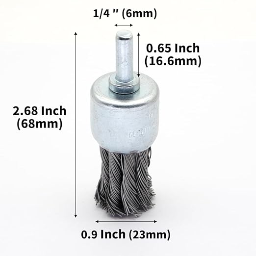 6-Piece Twisted Wire Brush Wheel Set - Metal Rust Removal, Polishing, Cleaning - 1/4″ (6mm) Shank - Removes Burrs, Dust, and Paint - Handles Rough Surfaces - Rotary Tool Accessories