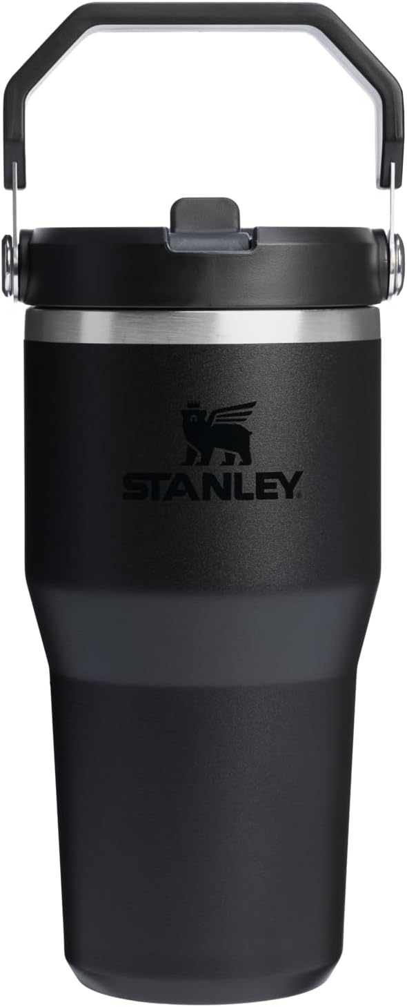 Stanley IceFlow 2.0 Flip Straw Tumbler with Handle 20 oz | Twist On Lid and Flip Up Straw | Leak Resistant Water Bottle | Insulated Stainless Steel | BPA-Free | Black 2.0