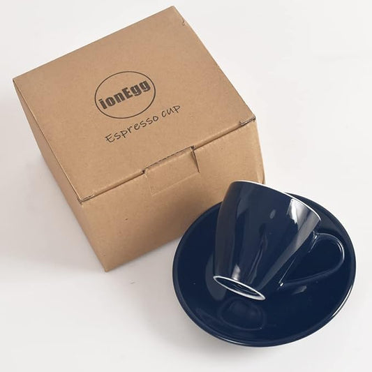 ionEgg Porcelain Espresso Cup with Saucer, Espresso shot Cup, 80ml/2.7Oz, Deep Blue