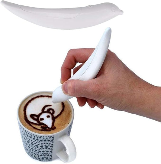 TuTuYa Latte Art Pen, White Spice Pen Electric Coffee Pen for Latte & Food DIY, Works with Cinnamon, Salt, White sugar, Fine Coffee Grinds, Powered by Battery