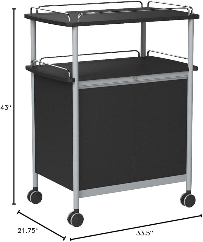 Safco Mobile Beverage Cart, 75 lbs. Capacity, Contemporary Design, Swivel Wheels, Black
