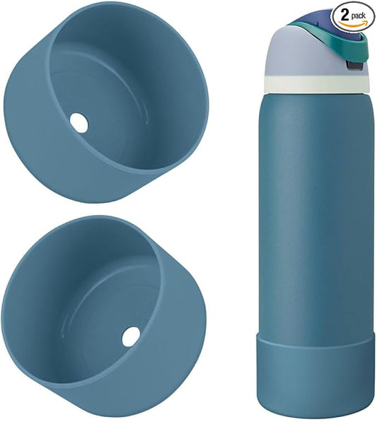 2PCS Silicone Water Bottle Boot, Compatible with Owala 24oz 32oz 40oz, Protective Anti-Scratch & Anti-Dent No Noise Sleeve Cover for FreeSip/Twist/Flip Water Bottles (Denim, 40oz)